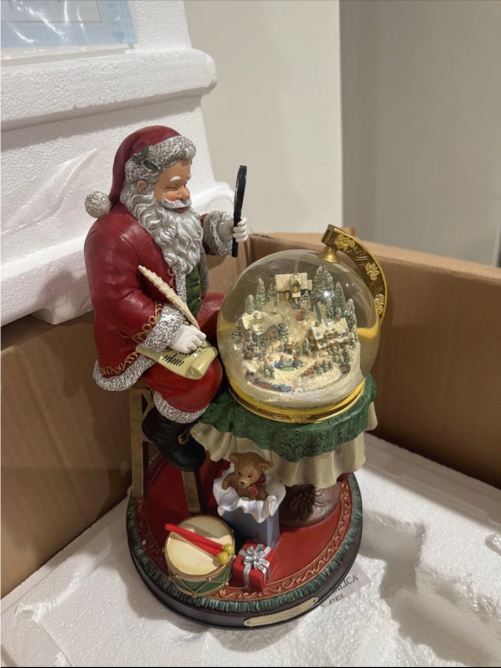 Thomas Kinkade COA - “Santa’s Checking His List” Musical Snow Globe NWT